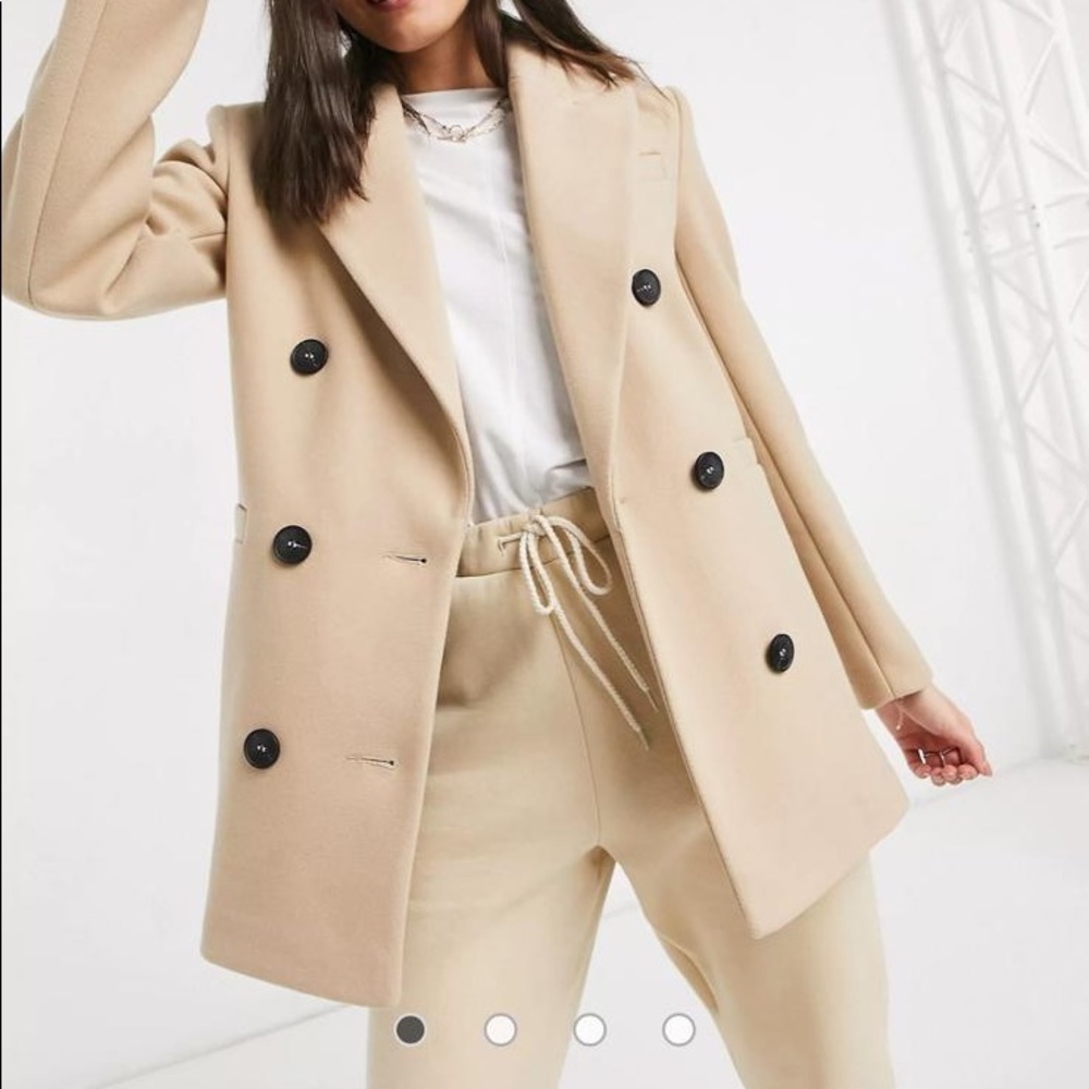 River Island boxy boyfriend wool blazer in camel